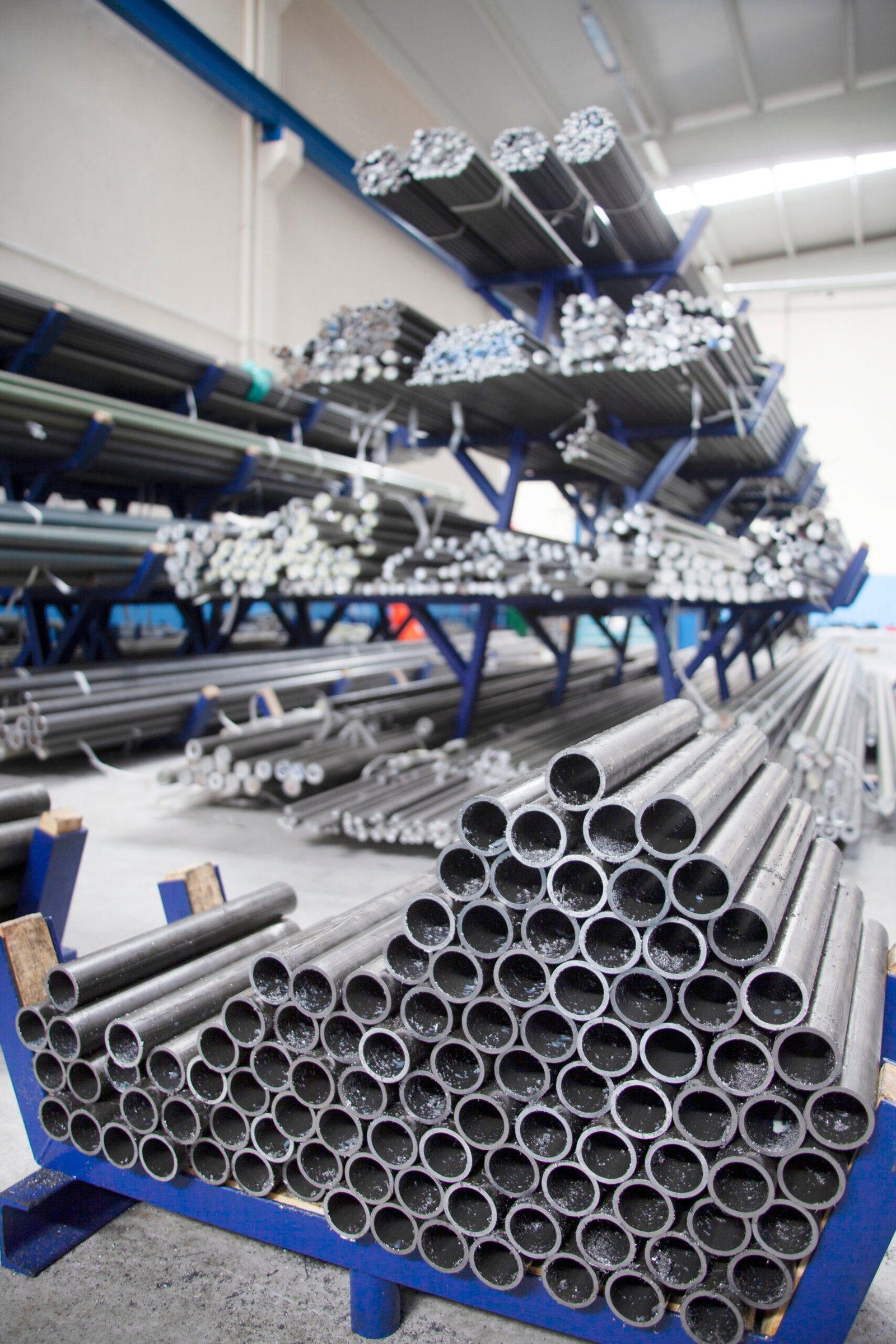 steel pipes in the factory